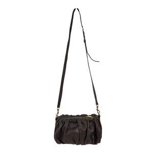 Dolce & Gabbana D&G Brown Ruched Leather Mini Shoulder Bag Crossbody